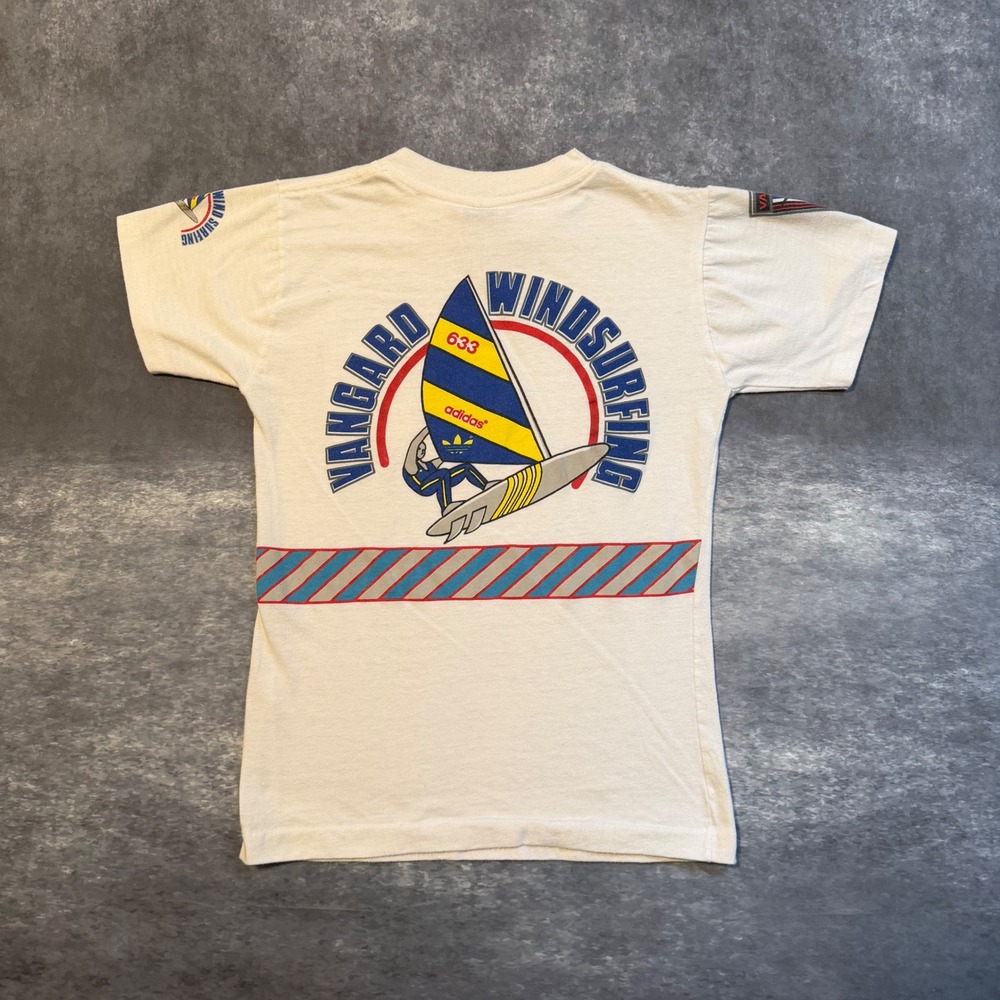 VTG 80s Adidas Vanguard Windsurfing T Shirt Kids Youth L 16-18 Single Stitch